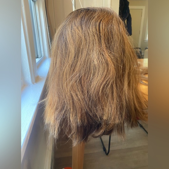 💯 18” REMY GOLDEN BROWN THICK WAVY HUMAN HAIR WIG MONOFILAMENT COMB ATTACHMENT - Picture 5 of 16